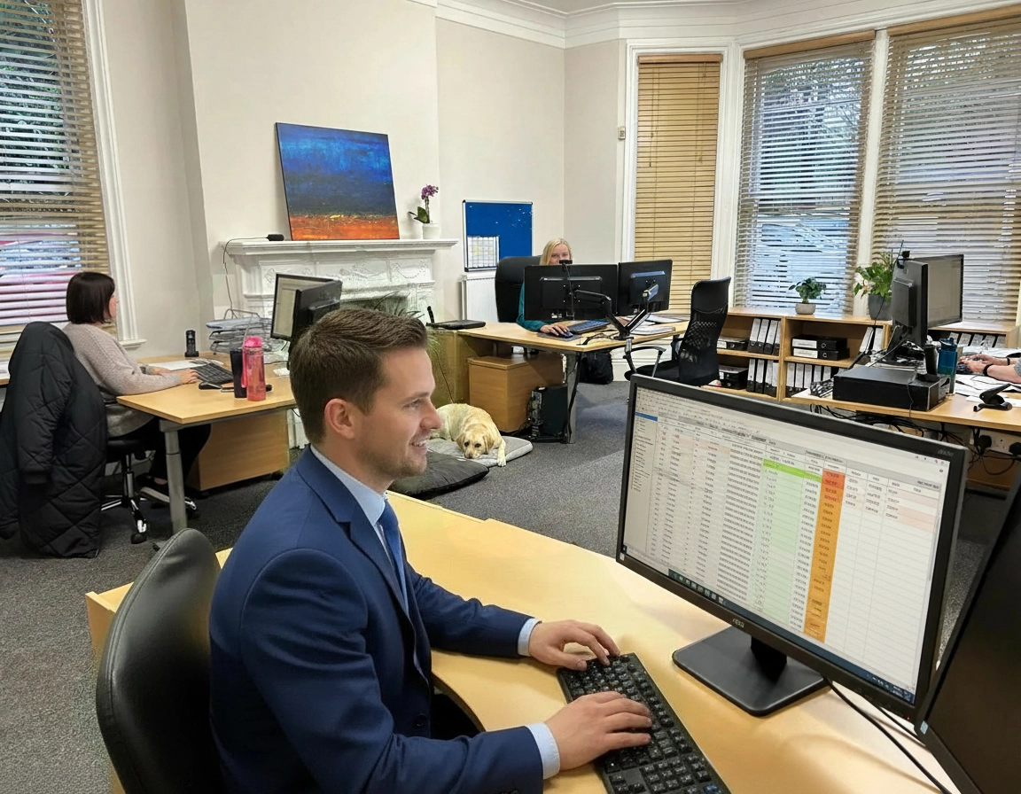 Staff busy working in the Mustard Accounts office.